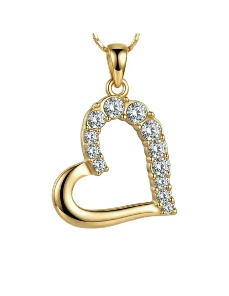 Náhrdelník Pozlacené velké srdce s čirými krystaly Swarovski®