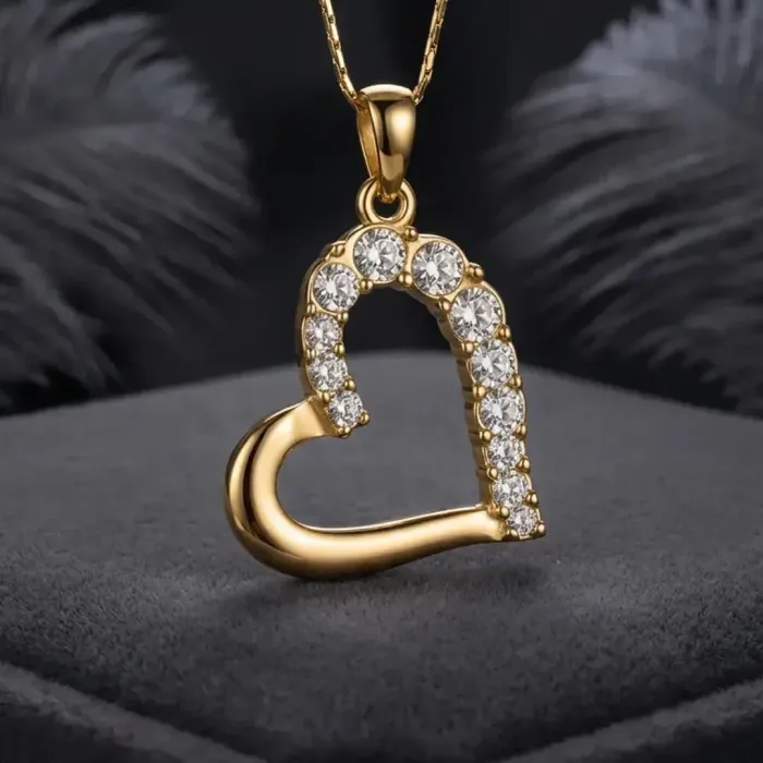 Náhrdelník Pozlacené velké srdce s čirými krystaly Swarovski®