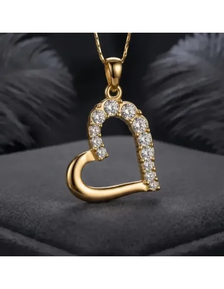 Náhrdelník Pozlacené velké srdce s čirými krystaly Swarovski®