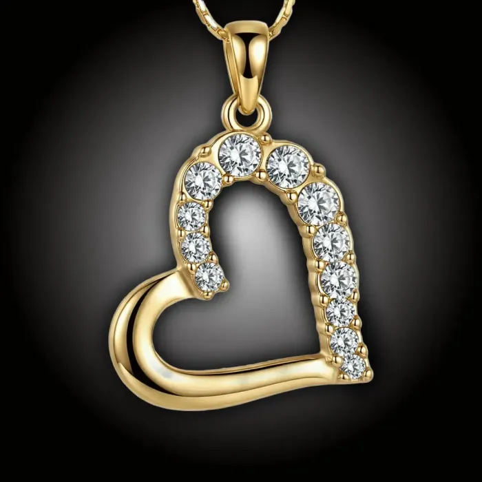 Náhrdelník Pozlacené velké srdce s čirými krystaly Swarovski®