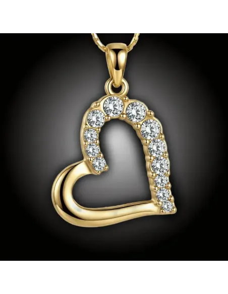 Náhrdelník Pozlacené velké srdce s čirými krystaly Swarovski®