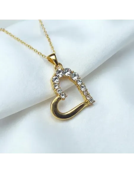 Náhrdelník Pozlacené velké srdce s čirými krystaly Swarovski®