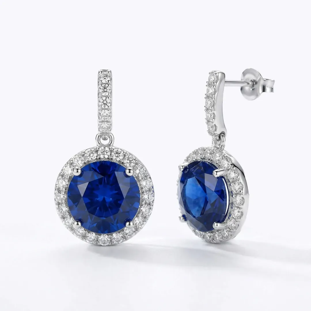 Visací náušnice Brillance Rafaella Royal Blue se zirkony