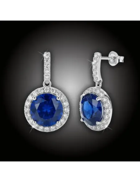 Visací náušnice Brillance Rafaella Royal Blue se zirkony