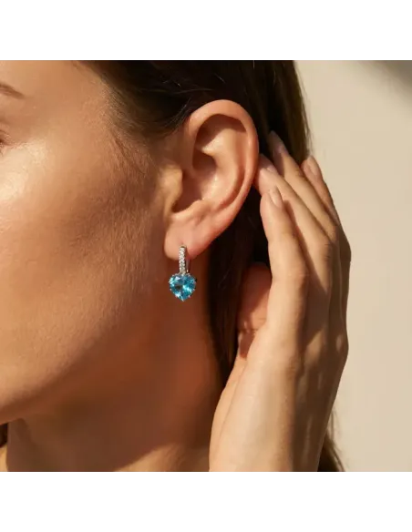 Náušnice Brillance Lovely Lake Blue s krystaly Swarovski®