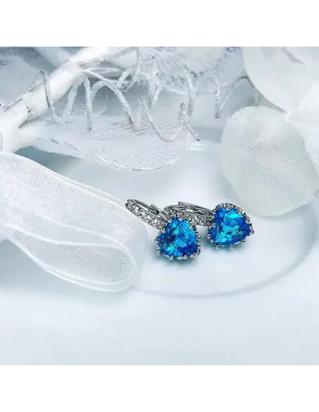 Náušnice Brillance Lovely Lake Blue s krystaly Swarovski®