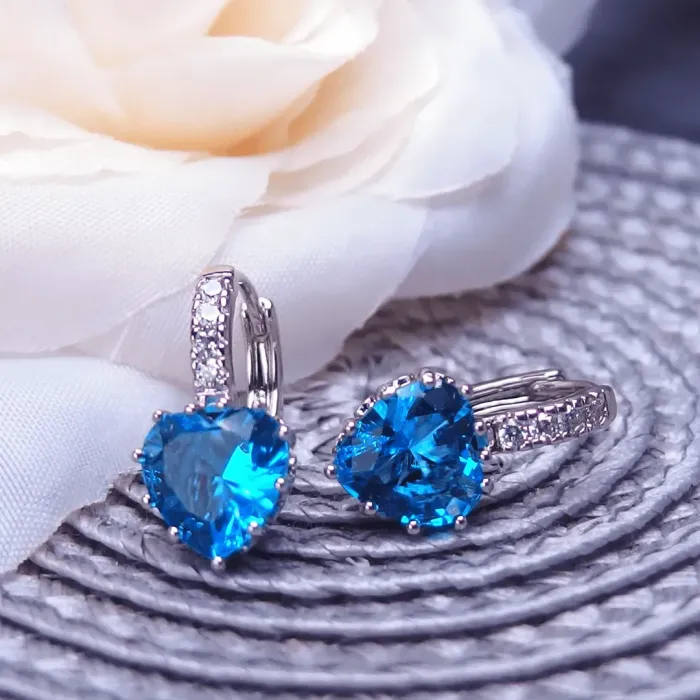 Náušnice Brillance Lovely Lake Blue s krystaly Swarovski®