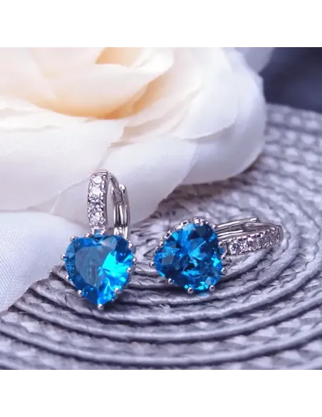 Náušnice Brillance Lovely Lake Blue s krystaly Swarovski®