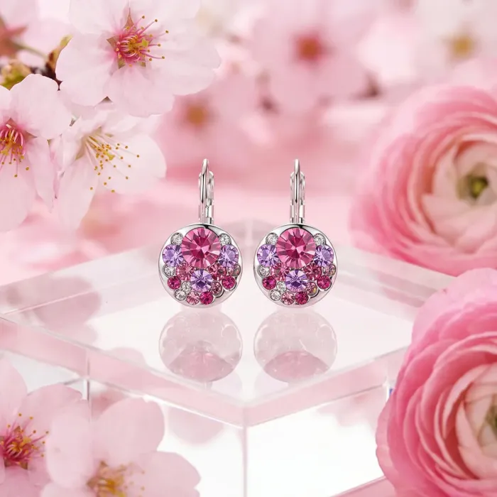 Náušnice Brillance Pink Dream s krystaly Swarovski®